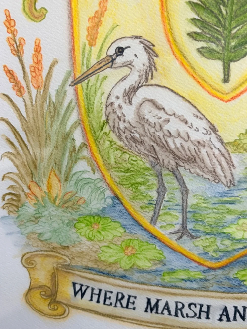 Original 18x24 Watercolor & Acrylic Lowcountry Coastal Wildlife Art
